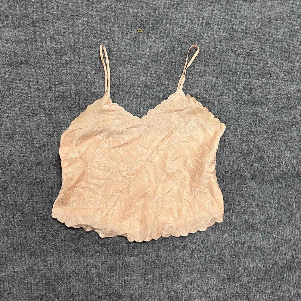 Morgan Taylor Camisole Womens Size P Peach Pink Jacquard Scallop Hem Lingerie